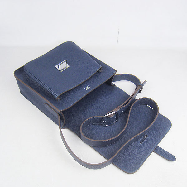 7A Hermes Togo Leather Messenger Bag Blue h2811 Replica